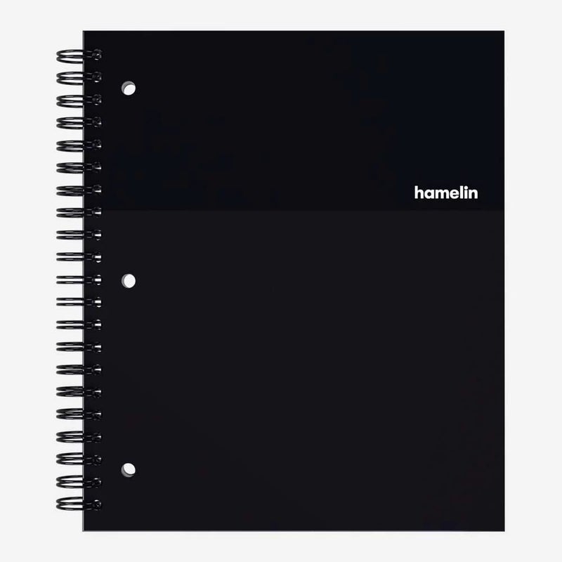 Hamelin, College Ruled Notebook/Journal, 8.5inx11in, Spiral bound, Hardcover, 1 Subject Notebook, 75shts/150 Pages MIDNIGHT Black - Image 1